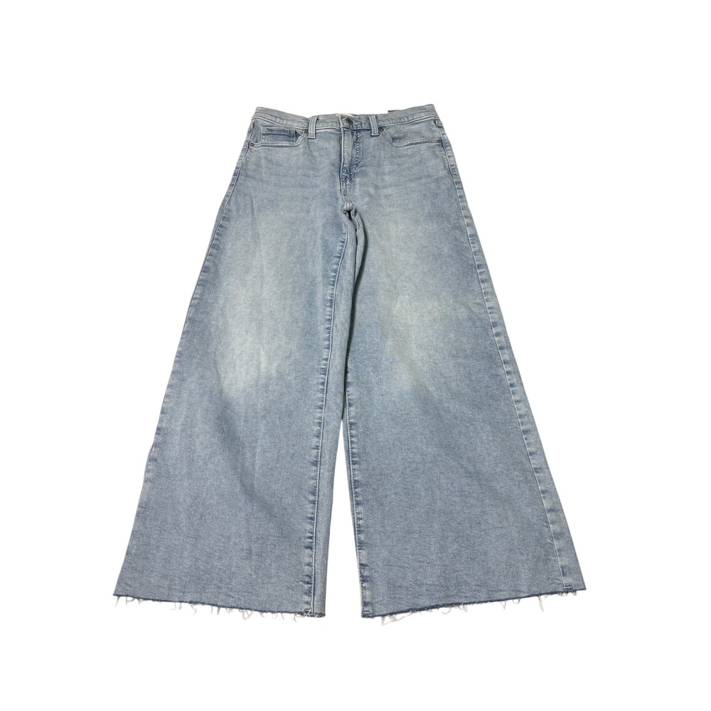 NWT Banana Republic Wide Leg High Rise Jeans Light Wash Raw Hem 28/6 L27 Petite
